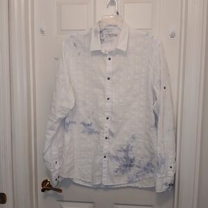 Envy Long Sleeve Shirt Men's Size 3XL White Blue Print